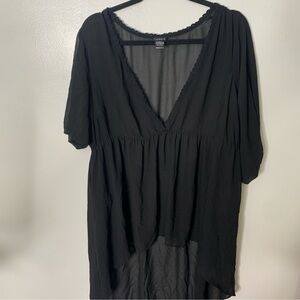 Black V-Neck Tunic Top